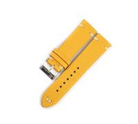 NASUNJIA Bracelet De Montre En Cuir De Vache, Motif Litchi, 16-22mm, Couture Faite À La Main, Accessoires De Montres, Remplacement For Hommes Et Femmes(Yellow,21mm)