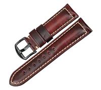 NASUNJIA Bracelet de montre en cuir rouge tendance for montre connectée Panerai, Seiko, Tissot, style vintage(Red B,21mm)