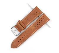 NASUNJIA Bracelet De Montre En Cuir Véritable, Poreux Et Respirant, 18mm 20mm 22mm 24mm, Coutures Faites À La Main, Bracelets De Montre De Remplacement For Hommes(Brown-white wire,22mm)