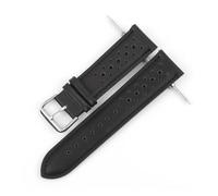 NASUNJIA Bracelet De Montre En Cuir Véritable, Poreux Et Respirant, 18mm 20mm 22mm 24mm, Coutures Faites À La Main, Bracelets De Montre De Remplacement For Hommes(Black-black line-01,20mm)