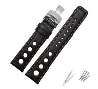 NASUNJIA Bracelet En Cuir Véritable 20 Mm Compatible Avec Tissot Sports Racing Series PRS516 T91 1853 Bracelet De Montre For Homme Avec Fermoir Papillon Ceinture En Cuir De Vachette Souple(Black-orang