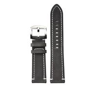 NASUNJIA Bracelet En Cuir Véritable Rétro Fait À La Main En Peau De Cheval Fou Bracelet De Montre En Cuir De Vachette 18mm 20mm 22mm 24mm Bracelet De Montre For Hommes De Haute Qualité(Gray-silver buc