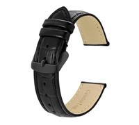 NASUNJIA Bracelets De Montre En Cuir Véritable 18mm - 24mm Bracelets De Montre En Cuir De Vachette Gaufré Alligator For Le Remplacement De La Boucle Noire(Black,20mm)