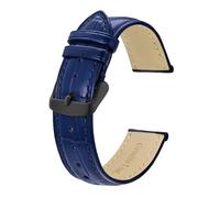 NASUNJIA Bracelets De Montre En Cuir Véritable 18mm - 24mm Bracelets De Montre En Cuir De Vachette Gaufré Alligator For Le Remplacement De La Boucle Noire(Blue,24mm)