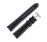 NASUNJIA Bracelets De Montre Vintage En Cuir Véritable For Hommes Et Femmes, 18 19 20 21 22mm, Bracelet De Montre Fait À La Main Avec Boucle En Acier Inoxydable(Dark blue,19MM_M-120 80MM)