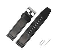 NASUNJIA Compatible Avec Le Bracelet De Montre Fossil JR1354|1487|1424, Bracelet Rétro À Dégagement Rapide En Cuir Véritable Diesel Noir Marron Foncé 22 Mm 24 Mm(Black silver clasp,22mm)