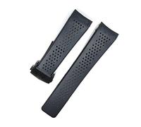 NASUNJIA Regarder bracelet compatible avec Tag Heuer Grand Carrera Aquaracer Bracelet en silicone doux Hommes Strap Watch Accessoires Bande de montre en caoutchouc Chaîne de bande(Black-Black Clasp,22
