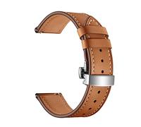 NASUNJIA Sangle en cuir de 20 mm compatible avec Samsung Galaxy Watch 4 3 Classic Band 42mm 46mm Active 2 40 mm 44 mm 41 mm Bracelet for Garmin Venu/Sq Ceinture(Brown-Silver Clasp)