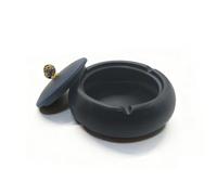 Nasxkji Cendrier Céramique avec Couvercle Bleu Dégradé Ø11,8 cm | Céramique grès, bleu dégradé, couvercle ajusté, 3 encoches, facile à nettoyer, intérieur et extérieur