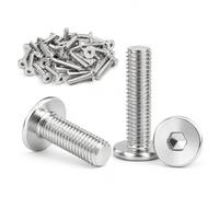 Nasxkji Lot de 30 vis à tête plate M6 x 16 mm en acier inoxydable à six
