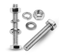 Nasxkji Lot de 5 vis M10 - M10 x 80 mm - Avec écrous, rondelles, rondelles de ressort - En acier inoxydable A2 V2A - Pour la construction de machines, les raccords métalliques