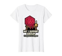Nat 1 Support Group It D&D Humour Memes D20 Communauté T-Shirt Graphique avec Valeur, Femme, Blanc, M