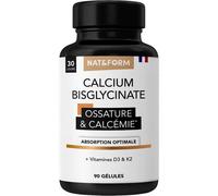 Nat & Form Nutraceutique Bisglycinate De Calcium D3 K2 90 Gélules