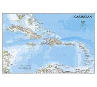 National Geographic – Carte murale Caribbean Classic – Tubée – 36 x 24 in