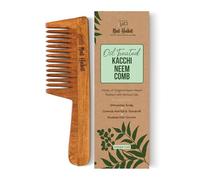 Nat Habit - Back To Natural Secrets Everyday Kacchi Peigne de margousier en bois pour homme, femme, traité à l'huile de neem, Bhringraj et 17 herbes (dents larges) 18-20 cm de longueur Marron