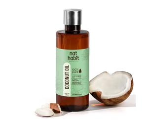 Nat Habit Huile de noix de coco 100 % pure pour la peau et les cheveux, non raffinée, sans LLP, sans produits chimiques et sans conservateur - 200 ml
