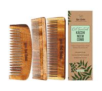 Nat Habit Kacchi Neem Wooden Comb - Soaked In 17 Herbs, Neem & Sesame Oil - Pocket-Sized For Voluminous Hair, Men & Kids Short Hair, Combo (Bouse Comb, Pocket Fine & Dual Tooth)