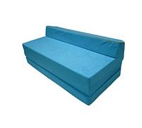 Natalia Spzoo Chauffeuse Pliable 200×120×10 cm - Matelas Pliant en Mousse, Matelas d’Appoint Compact, Fauteuil Convertible/Futon Pliable - Housse Amovible (Bleu)