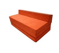Natalia Spzoo Chauffeuse Pliable 200×120×10 cm - Matelas Pliant en Mousse, Matelas d’Appoint Compact, Fauteuil Convertible/Futon Pliable - Housse Amovible (Orange)