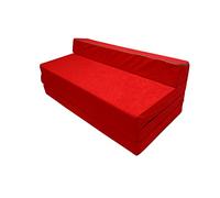Natalia Spzoo Chauffeuse Pliable 200×120×10 cm - Matelas Pliant en Mousse, Matelas d’Appoint Compact, Fauteuil Convertible/Futon Pliable - Housse Amovible (Rouge)