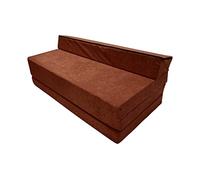 Natalia Spzoo Chauffeuse Pliable 200×120×10 cm - Matelas Pliant en Mousse, Matelas d’Appoint Compact, Fauteuil Convertible/Futon Pliable - Housse Amovible (Marron Clair)