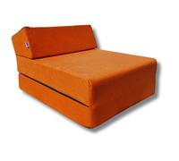 Matelas chauffeuse lit fauteuil futon pliable pliant 160x60x12 cm - NATALIA SPZOO - orange - Mousse - Ferme - 1 place