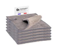 NATARO 6 Chiffons Microfibres Spülix Duo Premium - Haute qualité, Fort Pouvoir dégraissant et nettoyant, très absorbants, idéals pour Cuisine et Vaisselle, Gris env. 24 × 19 cm
