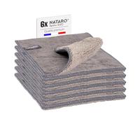 NATARO® Spülix Duo Premium 6 torchons de Cuisine lavables - Torchon de Cuisine en Microfibre, Ultra-solvant Anti-Graisse et saleté, Extra-Absorbant, torchon en Microfibre Gris d'environ 24x19 cm.