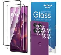 Natbok 2+2 Pièces 3D Verre Trempé pour Motorola Moto Edge 60 Pro/Edge 60 Fusion/Edge 60 5G avec 2 Caméra Arrière Protecteur, Couverture Complète HD Transparent Verre Protection d'écran
