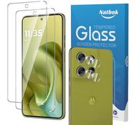 Natbok 2+2 Pièces Verre Trempé pour Motorola Moto G86 5G avec 2 Caméra Arrière Protecteur,[Sans Bulles] [Anti-Rayures] Protection d’écran pour Moto G86, HD Transparent Verre,Facile à Installer