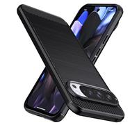 Natbok Coque fine pour Google Pixel 9/Pixel 9 Pro - TPU souple - Texture brossée - Antidérapante - Protection militaire antichoc - Noir