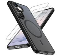 Natbok Coque pour Samsung Galaxy S26 5G avec 2 Verre Trempé, Compatible avec Magsafe, Étui Translucide Mat Arrière Anti-Rayures Fine Housse Protection Magnétique Coque pour Samsung S26, Noir