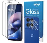 Natbok Verre Trempé pour Motorola Moto G37/G47 5G, 2+2 Pièces Protection D'écran avec Caméra Arrière Protecteur, [Sans Bulles] [Anti-Rayures] Protection d'écran pour Moto G37, Facile à Installer
