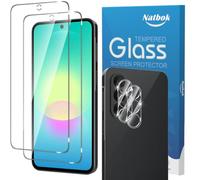 Natbok Verre Trempé pour Samsung Galaxy A27 4G/5G, [2+2 Pièces] Protection d'écran avec Caméra Arrière Protecteur Sans Bulles Anti-Rayures Protection d'écran pour Samsung A27, Facile à Installer