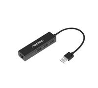 Natec Hub USB 2.0 DRAGONFLY 3-ports + RJ45, Black