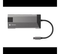 NATEC Fowler Plus NMP-1690 Hub USB-C Noir/Gris : Lecteur Cartes SD/MicroSD, 3x USB 3.2 Gen 1 Type-A, HDMI, RJ45, Alimentation USB, ABS/Aluminium, Compatible Windows/macOS/Linux/Android. Dimensions 49x