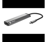 NATEC Fowler Slim Hub USB 3.2 Gen 1 Type-C - 2x USB-A, 1x USB-C, HDMI 1.4, USB Power Delivery 100W - ABS/Aluminium - Windows/macOS/Linux/Android