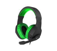 Natec Genesis Argon 200 - Micro-casque - circum-aural - filaire - jack 3,5mm - noir, vert