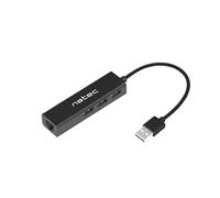 Natec Hub USB 2.0 DRAGONFLY 3-ports + RJ45, Black