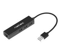 Natec Hub USB 2.0 DRAGONFLY 3-ports + RJ45, Black G