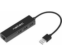 Natec Hub USB 3x USB 2.0 + RJ45 Dragonfly noir