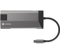 Natec Multiport Fowler Plus USB-C->HUB USB 3.0 3X HDMI 4K USB-C PD RJ45 SD Micro SD