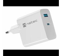 NATEC NUC-2142 Chargeur Secteur Universel 65W GaN, USB-C Power Delivery 3.0 & Quick Charge 3.0, USB-A 3.2 Gen 1, Protections Surtension/Surintensité