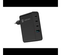 NATEC NUC-2234 Chargeur Secteur 100W Power Delivery 3.0 & Quick Charge 3.0, 3x USB-C & 1x USB-A, GaN, Protection Surtension/Surintensité, Noir