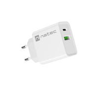 Natec Chargeur RIBERA 20W 1x USB-A + 1x USB-C PD3.0 QC3.0 Blanc