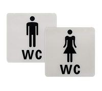 NATEE 2pcs Plaque de Porte Femmes et Hommes, Sticker Toilette 12.4cm x 12.4cm 1 Paire de Toilette WC Autocollant Amovible 3D Miroir Vinyle Art Wall Sticker