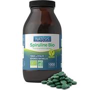 NATESIS - Spiruline Bio - Sport, Contrôle du poids, énergie, immunité - Haute Concentration en Protéines Végétales - 1000 comprimés - Vegan - Phycocyanine 17% - 500 g