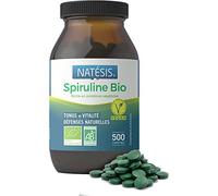NATESIS - Spiruline Bio & Vegan - 500 comprimés - Riche en Protéines - Phycocyanine 16,5% - Sport, Contrôle du poids, Énergie, Immunité - Haute Qualité