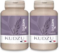 NATEVIO Kudzu - 600 mg (8% isoflavones garanti) - 120 gélules - Sevrage des addictions - Complément alimentaire pour le stress et surmenage - Calmant - 100% naturel - Fabriqué en France (Lot de 2)