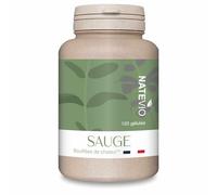 NATEVIO - Sauge - Poudre de feuille 640 mg - Ménopause - Pre-ménopause - Bouffées de chaleur - 100% naturel - 120 gelules fortement dosée - Fabriqué en France
